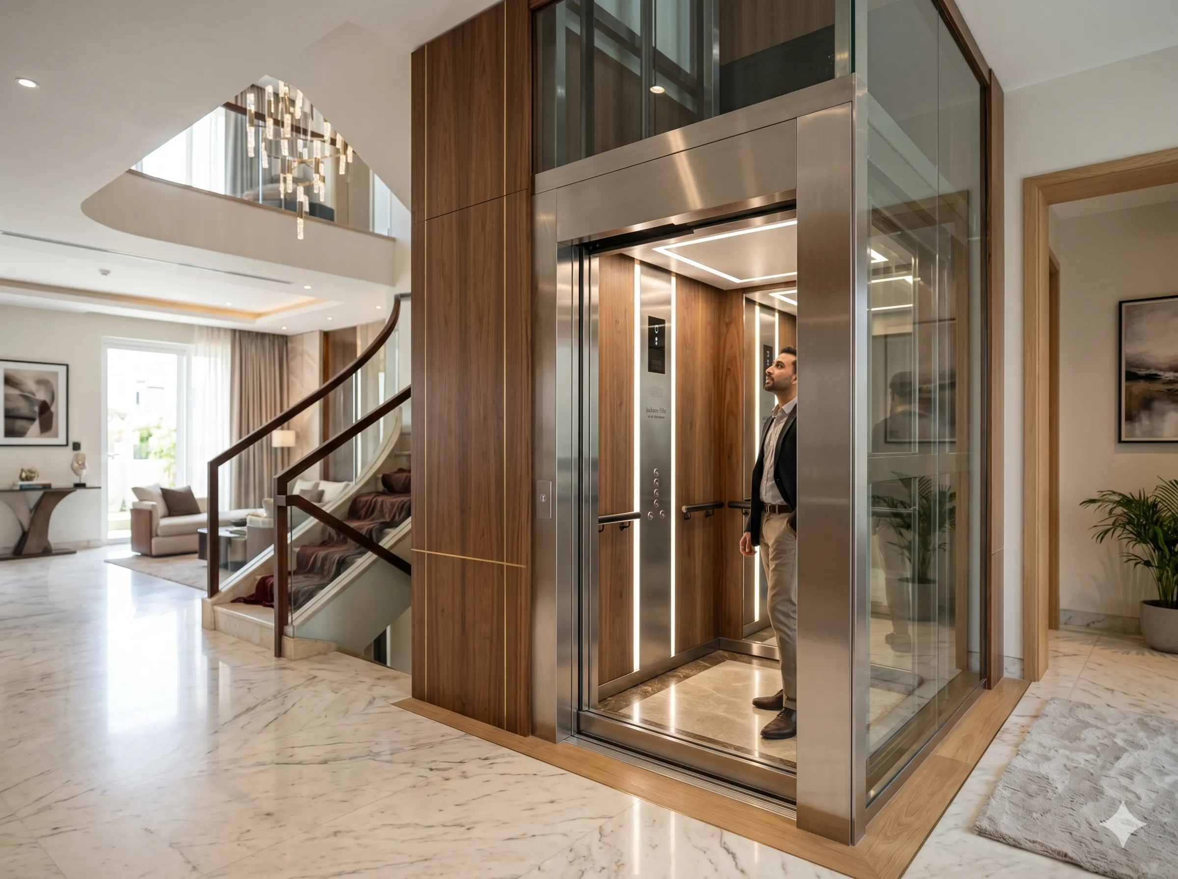 Modern MRL lift for home